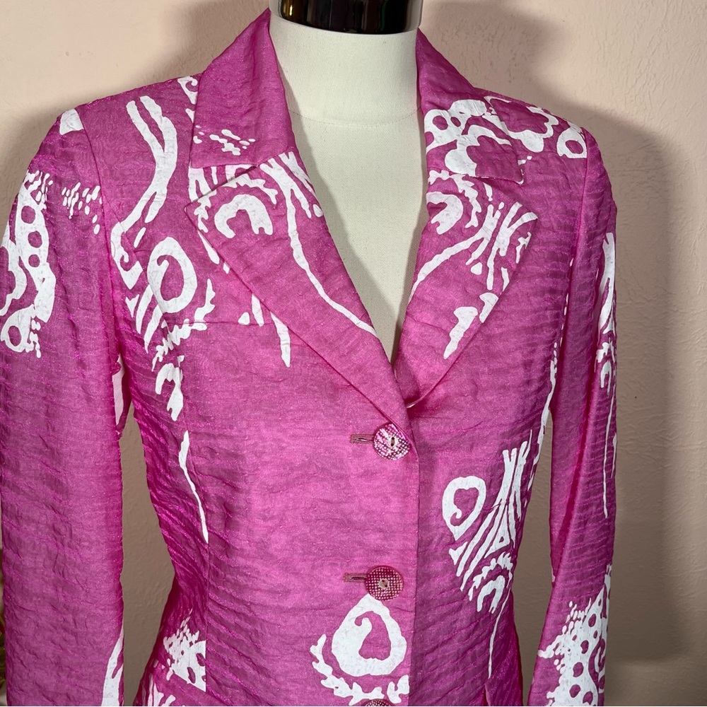 Christian Lacroix Pairs vintage 1980 90’s Magenta Pink sharp shoulder Blazer